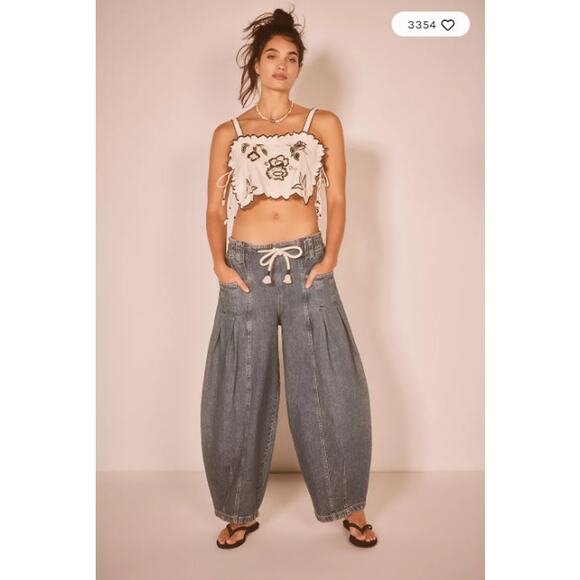 Free People Pants - We The Free People Jeans Womens XS Margo Pull On Barrel Baggy Blue Pants Retro